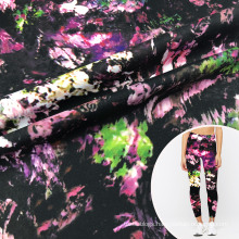 flower sublimation printed single brushed polyester 4 way stretch sports fabric